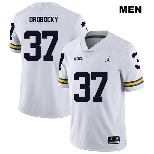 Men's NCAA Michigan Wolverines Dane Drobocky #37 White Jordan Brand Authentic Stitched Legend Football College Jersey OK25G68JJ